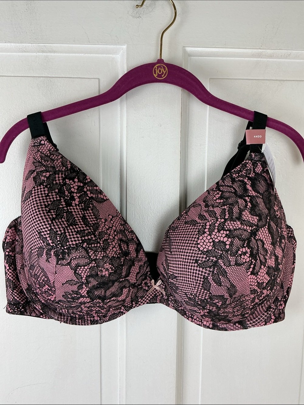Cacique So Light Boost Plunge Bra Black Pink Floral